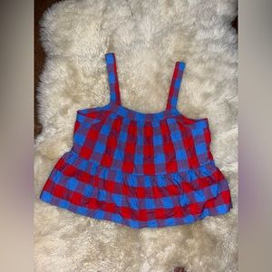 Ann Taylor, red and blue plaid blouse nwt